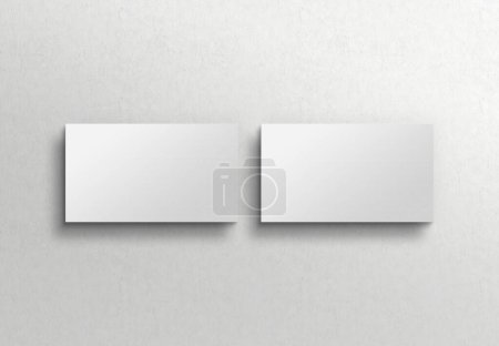 Photo for Two white US business card Mockup. American size calling card front and back on concrete surface 3D rendering - Royalty Free Image
