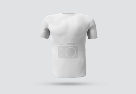 Téléchargez les photos : T-shirt blanc isolé avec ombre Mockup. Modèle de maillot vide sur fond blanc. Vue de face - en image libre de droit