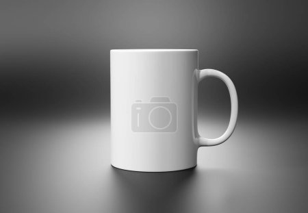 Photo for Isolated mug mockup on grey background. Blank coffee cup template. 3D rendering - Royalty Free Image