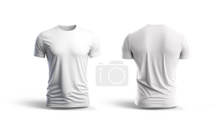 Téléchargez les photos : T-shirt isolé avec ombre Mockup. Modèle de maillot sur fond blanc. Rendu 3d - en image libre de droit