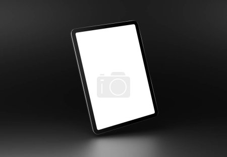 Téléchargez les photos : PARIS - France - 1 Septembre 2023 : Apple Ipad Pro, couleur argentée - rendu 3D réaliste, maquette de tablette écran sur fond sombre - en image libre de droit