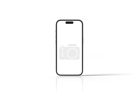 Foto de PARÍS - Francia - 27 de febrero de 2024: Nuevo smartphone Apple, Iphone 15 pro max silver color. maqueta de teléfono móvil en la representación 3D blanco - Imagen libre de derechos