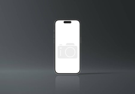 Foto de PARÍS - Francia - 27 de febrero de 2024: Nuevo smartphone Apple, Iphone 15 pro max silver color. Móvil mockup teléfono en negro 3d renderizado - Imagen libre de derechos