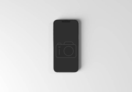 Foto de PARÍS - Francia - 15 de marzo de 2023: Nuevo smartphone Apple, Iphone 14 pro. Representación 3D realista en color plateado, maqueta móvil de pantalla frontal con sombra y reflexión sobre fondo blanco - Imagen libre de derechos