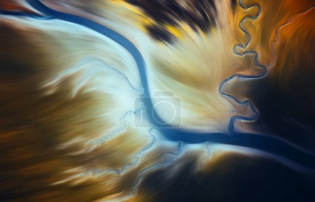 Foto de Abstract orange blur texture effect. Blurred veins water stream backdrop with a smoke style. Smooth motion illustration for your graphic design, banner, background, wallpaper or poster. 3D rendering - Imagen libre de derechos
