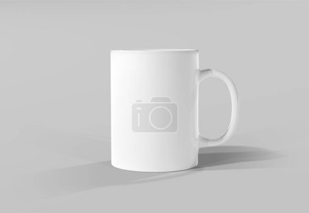 Photo for Isolated mug mockup on white background. Blank coffee cup template. 3D rendering - Royalty Free Image