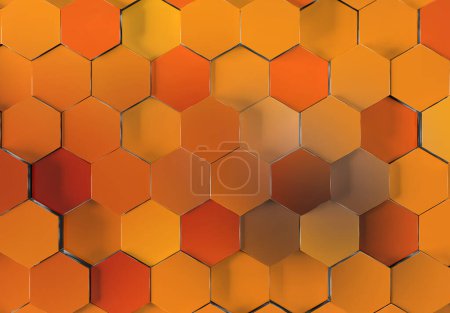 Photo for Colorful glossy hexagons background pattern. Abstract hexagonal gradient shiny texture. 3D rendering - Royalty Free Image