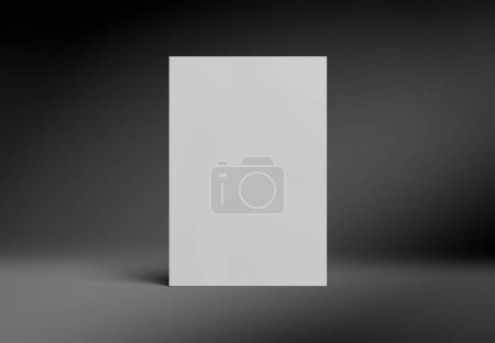 Téléchargez les photos : Modèle de magazine sur surface grise. Modèle de couverture isolé sur fond blanc. rendu 3D - en image libre de droit