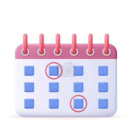 Illustration for 3d Calendar assignment icon. Planning concept. Day month year time concept. 3d rendering. Vector illustration - Royalty Free Image