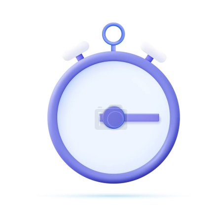 Téléchargez les illustrations : 3d ronde horloge chronomètre icône sur fond blanc. Dessin animé style minimal. Comptabilisation du temps, mesure du temps, gestion du temps et concept de délai. Rendement 3D. Illustration vectorielle - en licence libre de droit