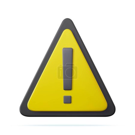 Ilustración de 3d señal de advertencia de peligro con símbolo de signo de exclamación. Señal de advertencia realista triángulo amarillo. - Imagen libre de derechos