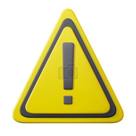 Ilustración de 3d señal de advertencia de peligro con símbolo de signo de exclamación. Señal de advertencia realista triángulo amarillo. - Imagen libre de derechos