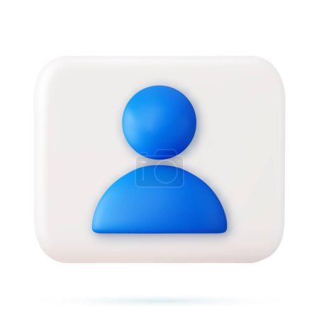Ilustración de 3d cuadrado blanco icono botón persona símbolo aislado sobre fondo blanco. usuario icono de red social. renderizado 3d. Ilustración vectorial - Imagen libre de derechos