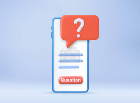 Illustration for 3d written questions with a choice of answers, devised for the purposes of a survey or statistical study, survey, questionnaire. 3d rendering. Vector illustration - Royalty Free Image
