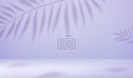 Téléchargez les illustrations : Fond abstrait studio lumière vide 3d avec effet projecteur et feuilles de palmier tropical ombre. concept pour votre affiche de conception graphique bannière et toile de fond. Rendement 3D. Illustration vectorielle - en licence libre de droit