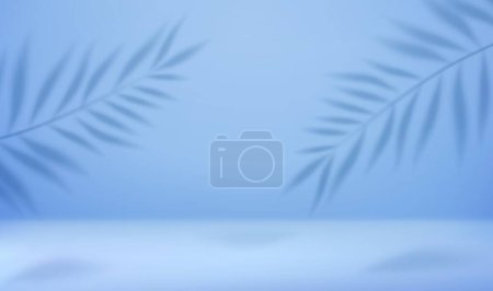 Téléchargez les illustrations : Fond abstrait studio lumière vide 3d avec effet projecteur et feuilles de palmier tropical ombre. concept pour votre affiche de conception graphique bannière et toile de fond. Rendement 3D. Illustration vectorielle - en licence libre de droit