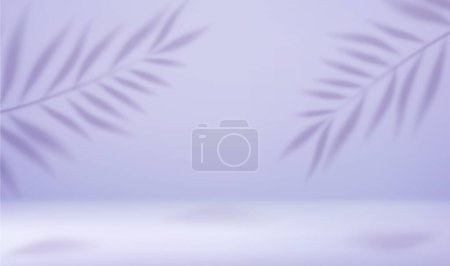 Illustration for 3d Empty light studio abstract background with spotlight effect and tropical palm leaves shadow. concept for your graphic design poster banner and backdrop. 3d rendering. Vector illustration - Royalty Free Image