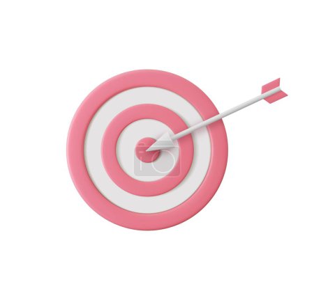 Illustration for 3d Arrow hit the center of target. the concept of achieving a goal in life or business. Marketing time concept. 3d rendering. Vector illustration - Royalty Free Image