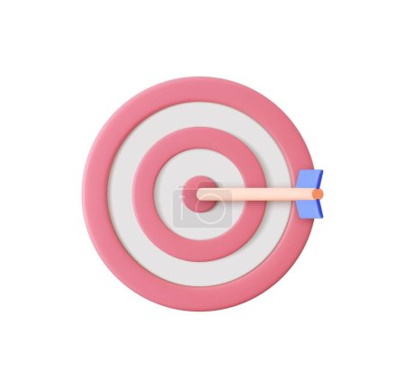 Illustration for 3d Arrow hit the center of target. the concept of achieving a goal in life or business. Marketing time concept. 3d rendering. Vector illustration - Royalty Free Image