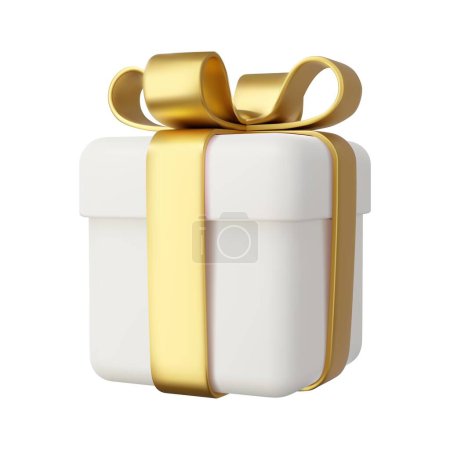 Illustration for 3d render gifts box isolated on white background. Holiday decoration presents. Festive gift surprise. Realistic icon for birthday or wedding banners. Vector illustration. - Royalty Free Image