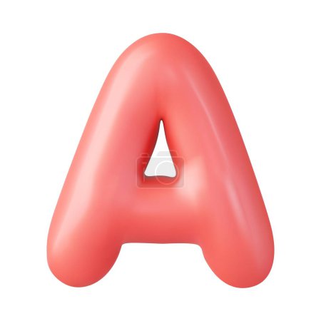 Illustration for 3d letter A uppercase, Realistic 3d design in cartoon balloon style. Isolated on white background. 3d rendering. Vector illustration - Royalty Free Image