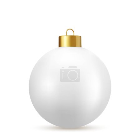 Illustration for 3d White Christmas ball Isolated on white background. . New year toy decoration. Holiday decoration element. 3d rendering. Vector illustration - Royalty Free Image