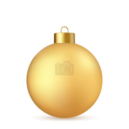 Illustration for 3d Gold Christmas ball Isolated on white background. . New year toy decoration. Holiday decoration element. 3d rendering. Vector illustration - Royalty Free Image