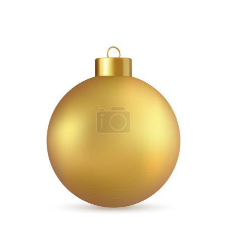 Illustration for 3d Gold Christmas ball Isolated on white background. . New year toy decoration. Holiday decoration element. 3d rendering. Vector illustration - Royalty Free Image