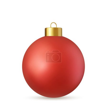 Illustration for 3d red Christmas ball Isolated on white background. . New year toy decoration. Holiday decoration element. 3d rendering. Vector illustration - Royalty Free Image