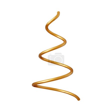 Illustration for 3d gold spiral Christmas tree isolated on white background. 3d realistic geometric object. 3d rendering. Vector illustration - Royalty Free Image
