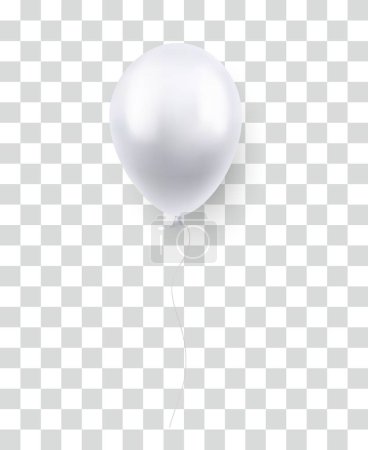 Ilustración de Globo blanco brillante sobre fondo transparente. Plantilla festiva de globos de helio 3d para aniversario, Globos para cumpleaños, ocasiones festivas, fiestas, bodas. Ilustración vectorial - Imagen libre de derechos