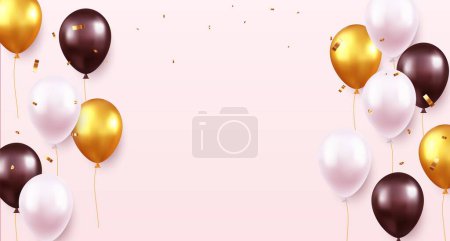 Celebration party banner with color balloons and confetti background. Grand Opening Card luxury greeting rich. decoration element for birth day celebration greeting card design. Vector illustration