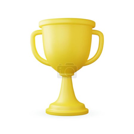 Illustration for 3d Champion trophy, gold cup icon isolated white background. Winner prize, sport award, success concept. 3d rendering. Vector illustration - Royalty Free Image