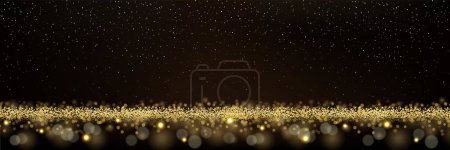 Illustration for Abstract background. A golden glow with magical dust. Gold backlight. golden glitter dust. Sparkling glittery background decoration. Vector illustration - Royalty Free Image