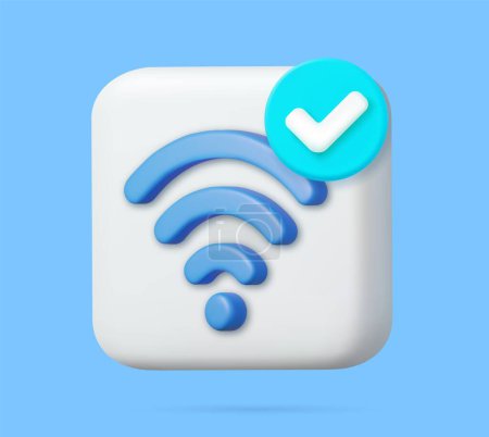 Illustration for 3d wireless connection and sharing network on internet. Hotspot access point 3d for digital and online coverage. Broadcasting area with internet. 3d rendering. Vector illustration - Royalty Free Image