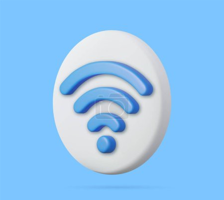 Illustration for 3D talk ballon with a wifi. Speech bubble with wifi icon. 3d rendering. Vector illustration - Royalty Free Image