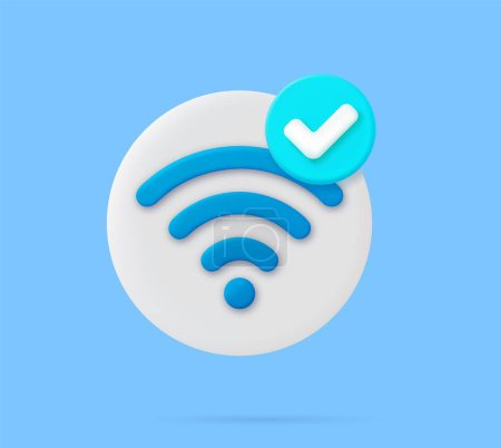 Illustration for 3d wireless connection and sharing network on internet. Hotspot access point 3d for digital and online coverage. Broadcasting area with internet. 3d rendering. Vector illustration - Royalty Free Image