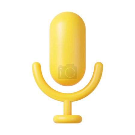 Illustration for 3d Podcast microphone on stand, audio equipment icon. Professional equipment for audio broadcasts and interviews. 3d rendering. Vector illustration - Royalty Free Image