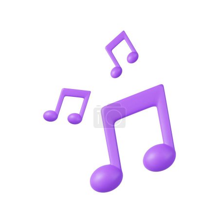 Illustration for 3d Note symbol icon. Audio compositions and sonatas. Decoration element of song festivals and concerts. 3d rendering. Vector illustration - Royalty Free Image
