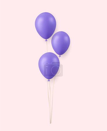 Illustration for 3d Realistic blue Happy Birthday Balloons Flying for Party and Celebrations. illustration for card, party, flyer, poster, decor, banner, web, advertising. 3d rendering. Vector illustration - Royalty Free Image