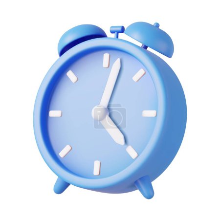 Illustration for 3d alarm clock. watch minimal design concept of time. 3d alarm for watch hour and minute. 3d rendering. Vector illustration - Royalty Free Image