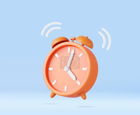 3d alarm clock. watch icon minimal design concept of sleeping timer. 3d rendering Vector illustration