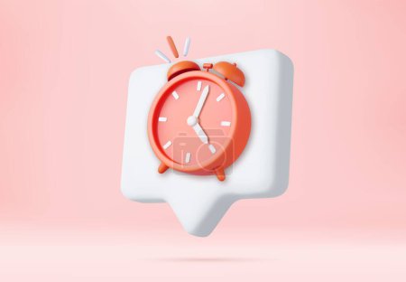 Ilustración de Despertador 3d sobre fondo rosa pastel. reloj concepto de diseño minimalista de alarma de tiempo. Representación 3D. Ilustración vectorial - Imagen libre de derechos