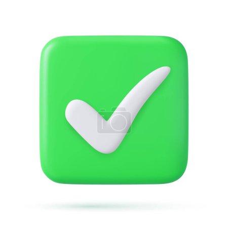 Illustration for Agreement symbol of user approval and trust. Positive online voting and successful testing. 3D rendering Button. Checkmark icons. Vector illustration - Royalty Free Image