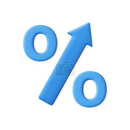 Illustration for 3d Percent rise arrow icon. Economic growth concept. interest sign with arrow. 3d rendering. Vector illustration - Royalty Free Image