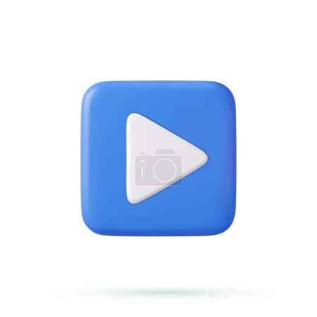 Illustration for 3d simple play video or audio icon. Play interface symbol . 3d rendering. Vector illustration. - Royalty Free Image