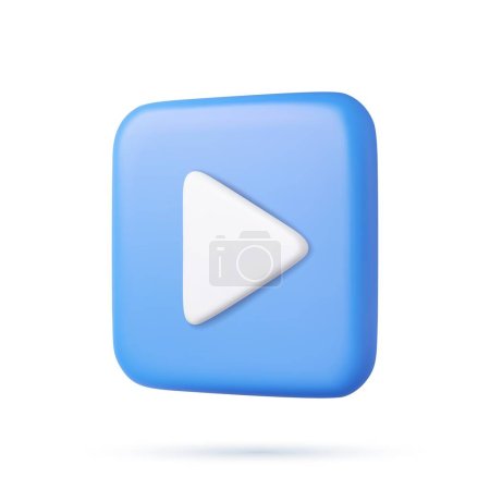 Illustration for 3d simple play video or audio icon. Play interface symbol . 3d rendering. Vector illustration. - Royalty Free Image
