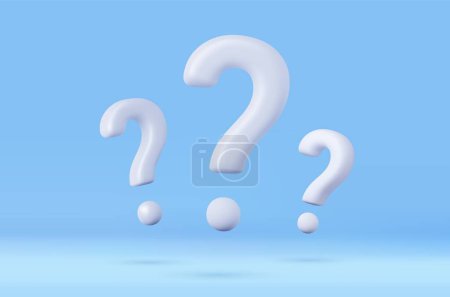 Illustration for 3d question mark icon sign or ask FAQ and QA answer solution information. Have a question, question answer sign or problem. 3d rendering. Vector illustration - Royalty Free Image