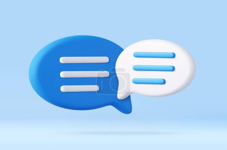 Illustration for 3D speech bubble icons isolated on background. 3D symbol for chat on social media. Chatting box, message box. 3d rendering. Vector illustration - Royalty Free Image