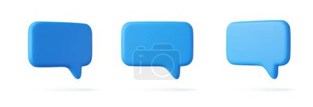 Illustration for 3D speech bubble icons, isolated on white background. 3D Chat icon set. Chatting box, message box. 3d rendering. Vector illustration - Royalty Free Image